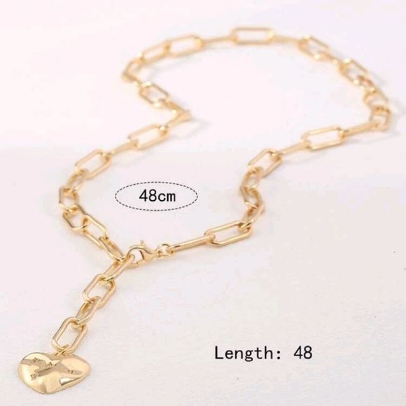 Cubic Zirconia Stars ob Heart Charm Y Lariat Necklace - Picture 3 of 7